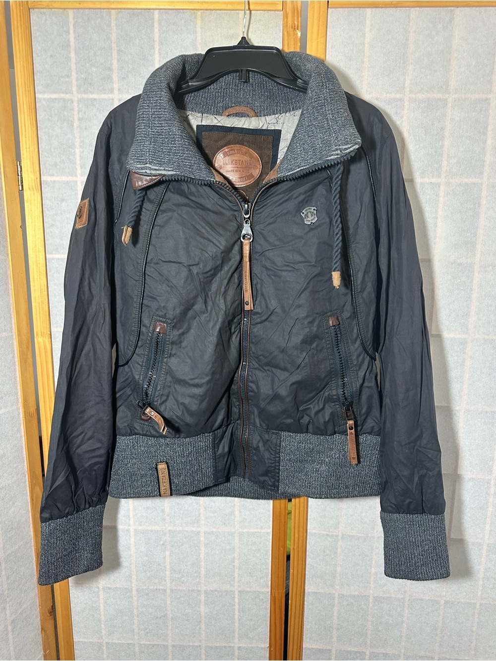 Naketano Black Bomber Jacket with Ribbed Trim